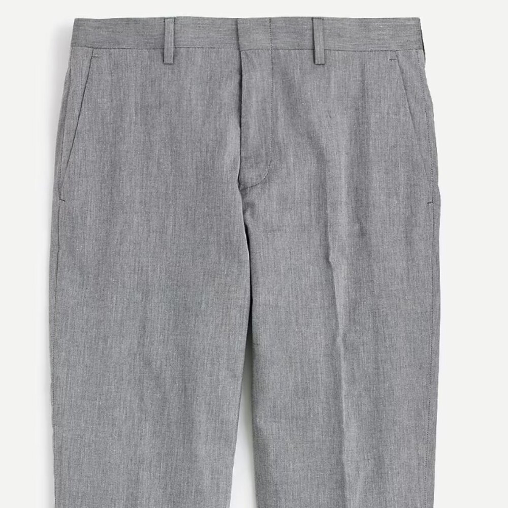 NWT! J Crew 33x30 Light Grey Ludlow Slim-fit suit pant in cotton-linen